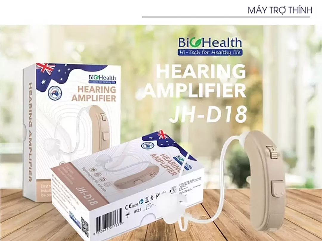 Máy trợ thính đeo tai BTE Biohealth JH - D18 tai nghe trợ thính khuyếch đại âm thanh tiên tiến