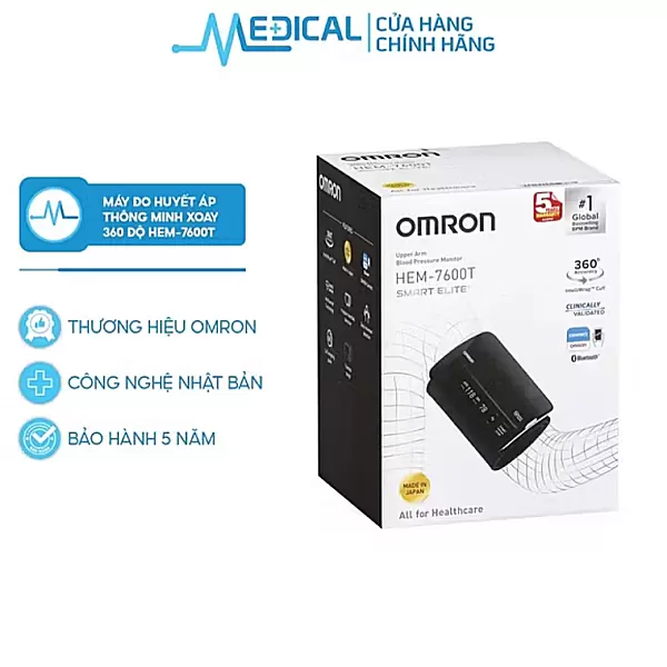 Máy đo huyết áp thông minh xoay 360 độ OMRON Smart Elite HEM-7600T - MEDICAL