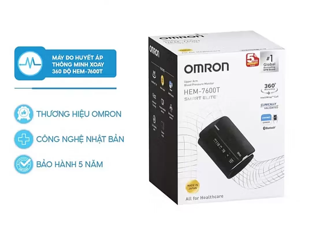 Máy đo huyết áp thông minh xoay 360 độ OMRON Smart Elite HEM-7600T - MEDICAL