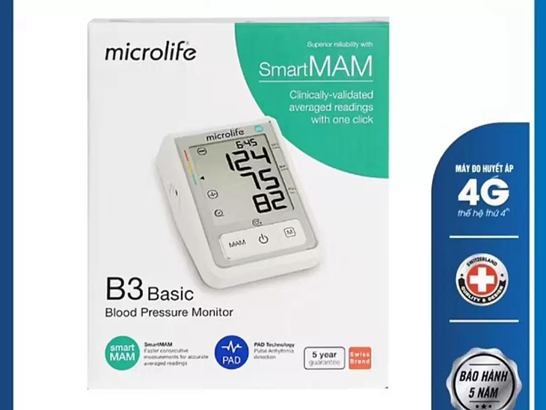 Máy đo huyết áp MICROLIFE B3 Basic công nghệ MAM thông minh đo 2 lần kép