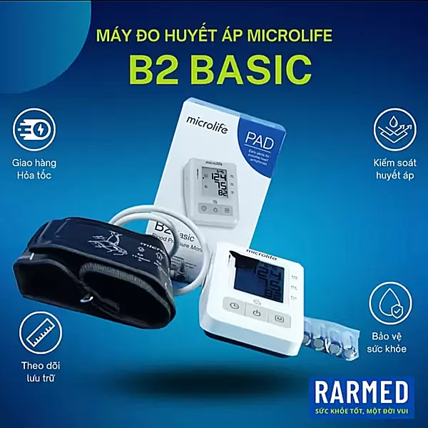 Máy đo huyết áp bắp tay Microlife B2 Basic dễ sử dụng, đo chính xác