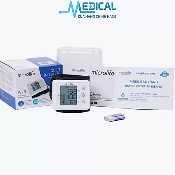 Máy đo huyết áp cổ tay Microlife W70 đo huyết áp và nhịp tim hoàn toàn tự động