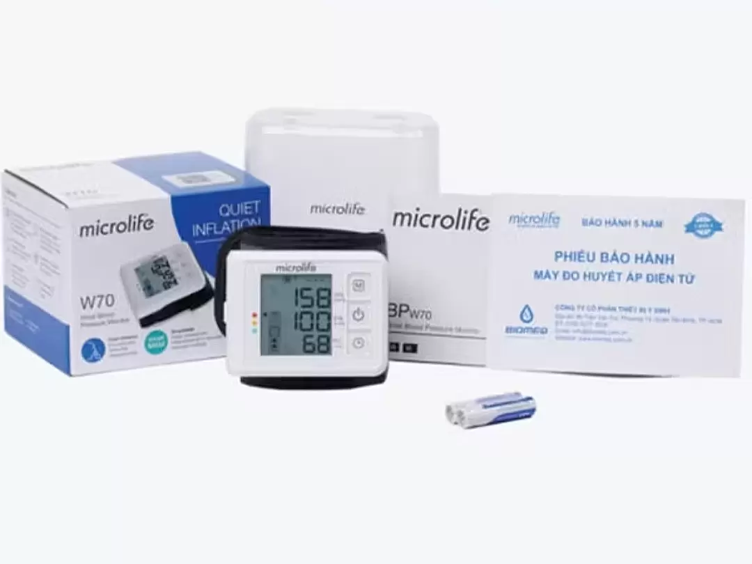 Máy đo huyết áp cổ tay Microlife W70 đo huyết áp và nhịp tim hoàn toàn tự động