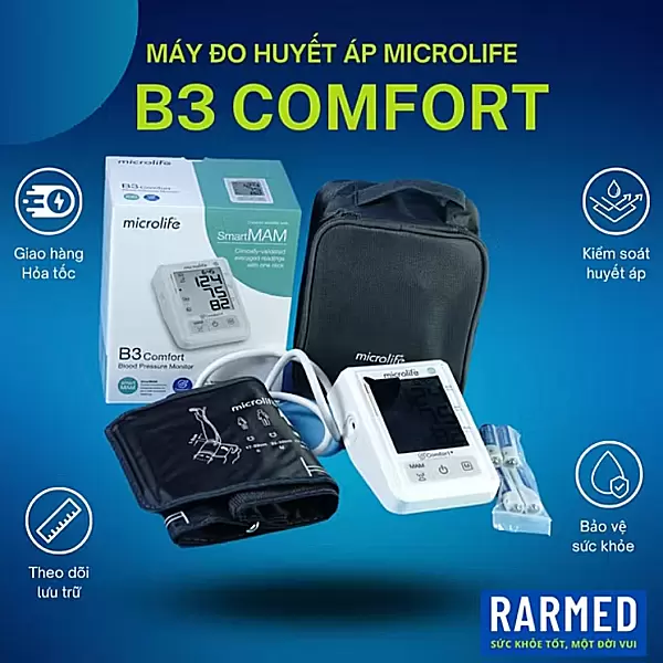 Máy đo huyết áp Microlife B3 Comfort bắp tay điện tử êm ái, chính xác, thông minh