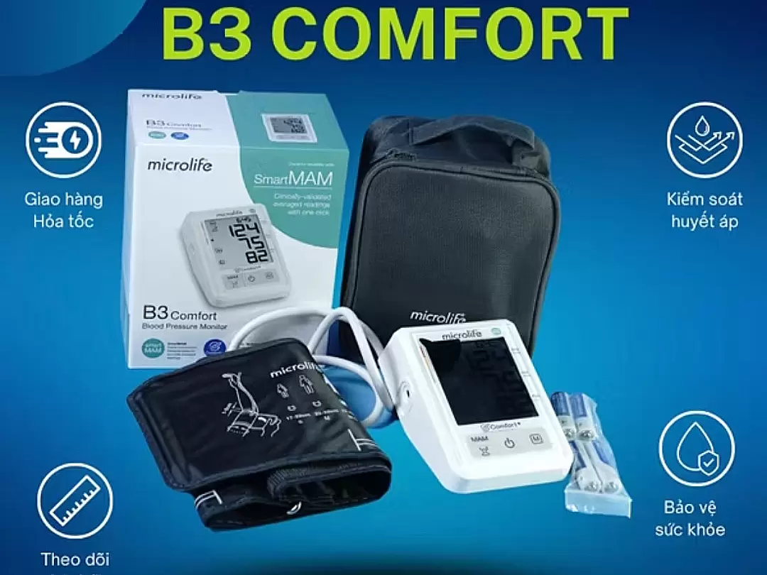 Máy đo huyết áp Microlife B3 Comfort bắp tay điện tử êm ái, chính xác, thông minh