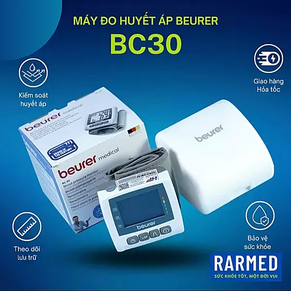 Máy đo huyết áp BEURER BC30 cổ tay nhỏ gọn, thông minh, chính xác