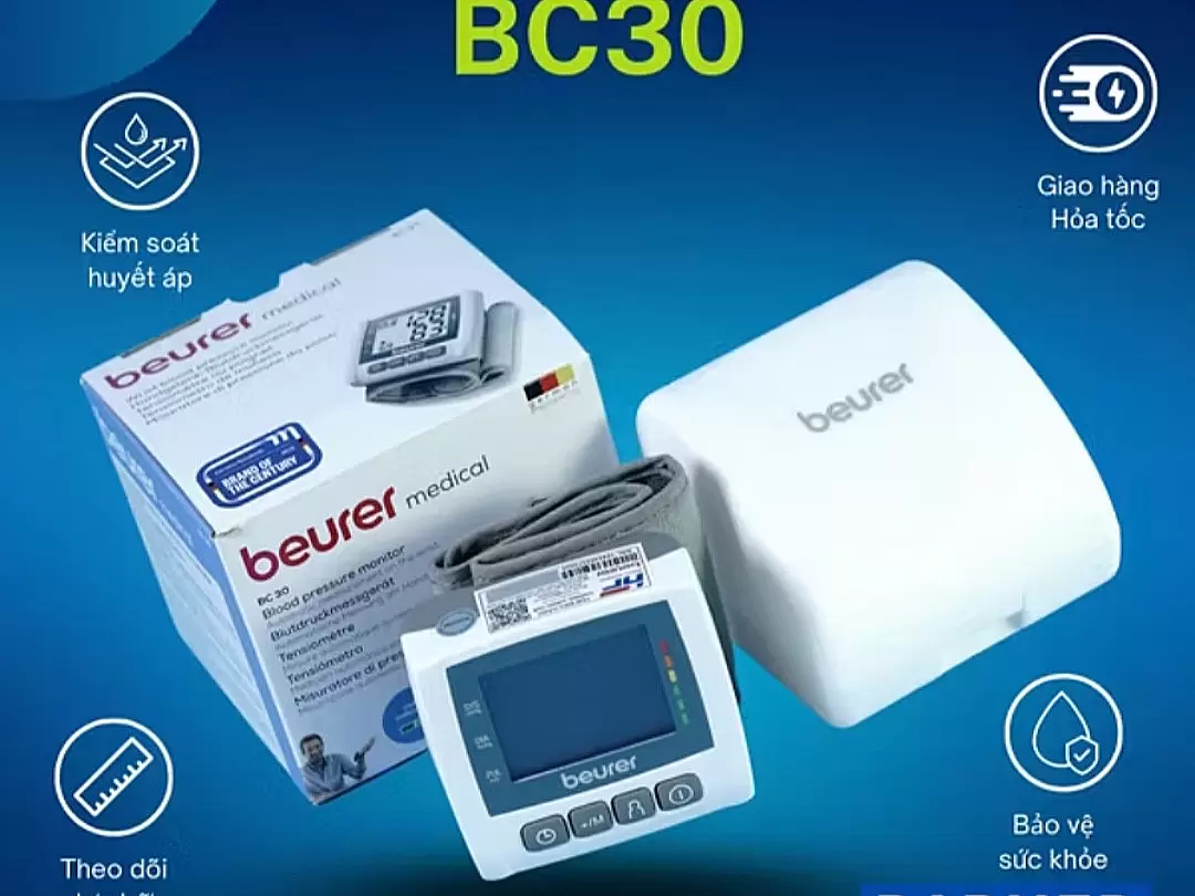 Máy đo huyết áp BEURER BC30 cổ tay nhỏ gọn, thông minh, chính xác
